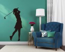 Girl Playing Golf Silhouette Modern Wall Art Sticker